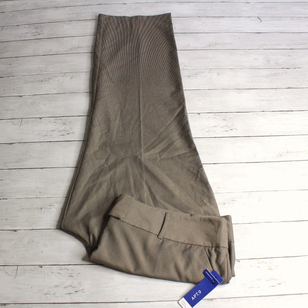 Apt. 9 Women's Trouser Suit Dress Pants Plus Size 22W Herringbone Brown